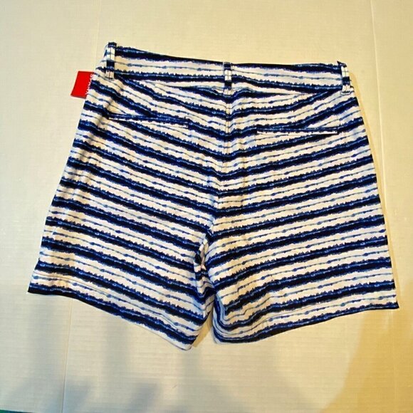 SPANX Sunshine 6” Short Blue Stripe UPF50+ Stretch Golf Beach Travel Pockets NWT - Picture 2 of 12